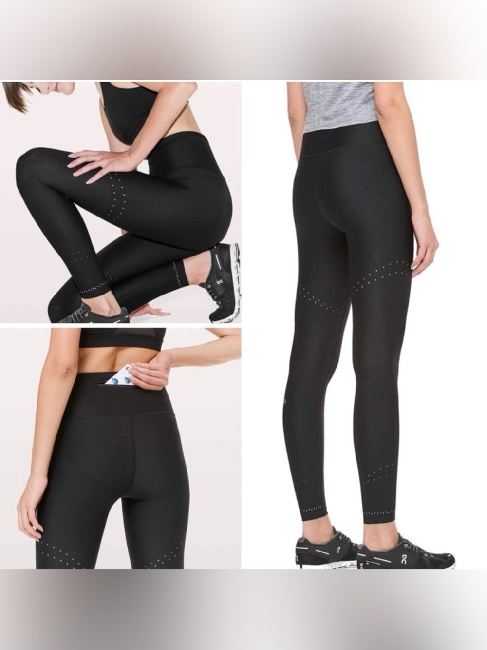 Lululemon In Focus Run Tight Black Reflective Running Leggings Size 6 W5CU9S